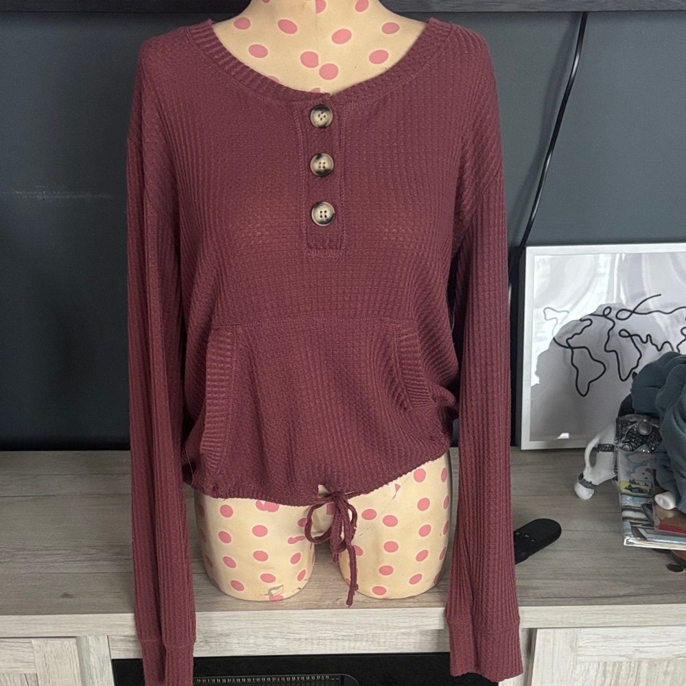 Passport Burgundy Button-Up Sweatshirt